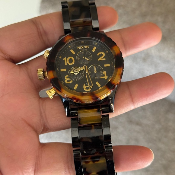 Nixon Tortoise and Gold Chronograph Watch 42-20 women’s watch main image 5